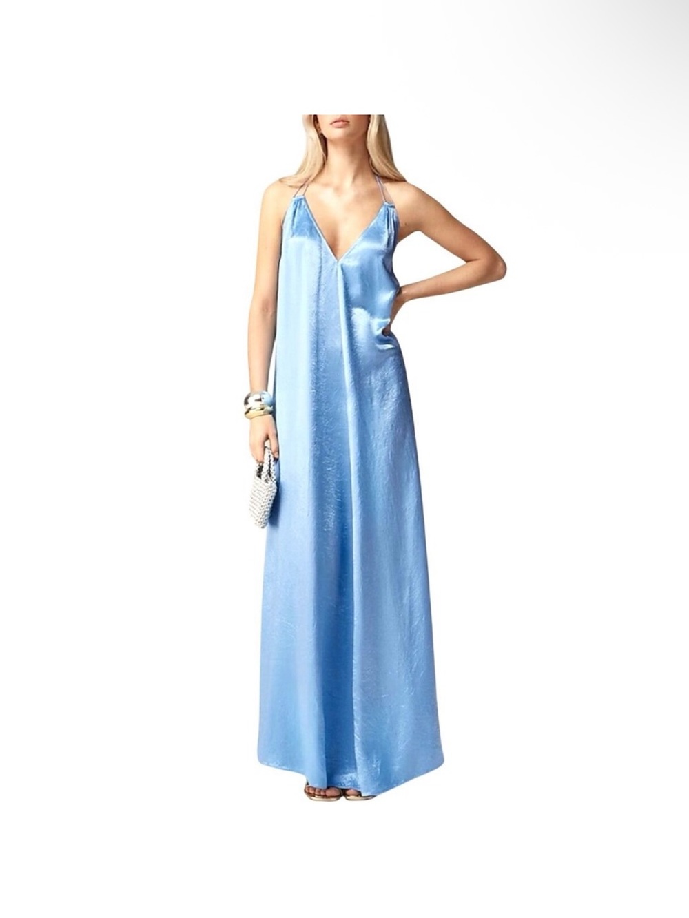 Anna October© X J.Crew halter slip dress in textured satin NWT XL